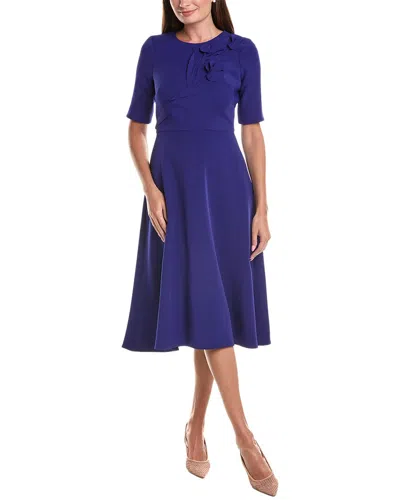 Teri Jon By Rickie Freeman Crepe Flower Applique Dress In Purple