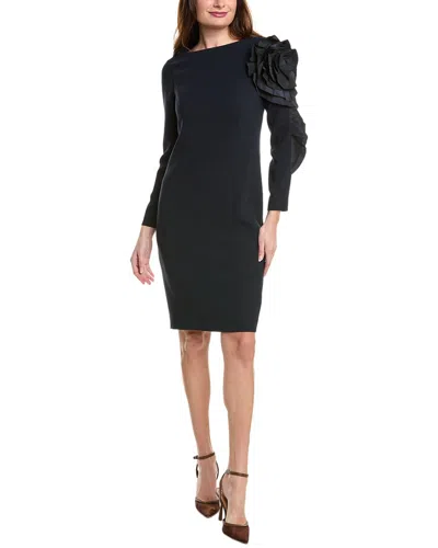 Teri Jon By Rickie Freeman Crepe Mini Dress In Blue