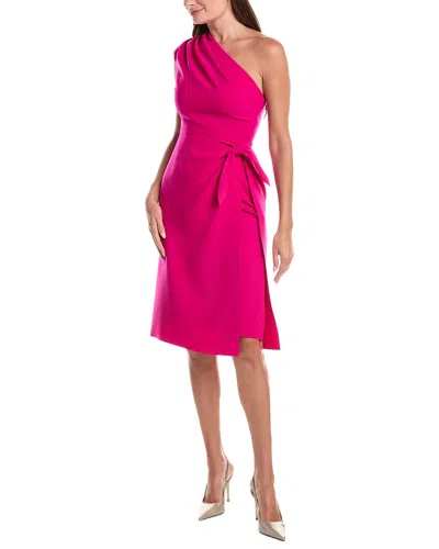 Teri Jon By Rickie Freeman Crepe One-shoulder Apron Skirt Dress In Pink