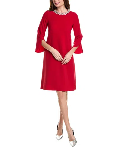 Teri Jon By Rickie Freeman Crepe Shift Dress In Red