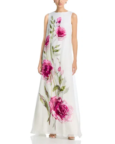 Teri Jon By Rickie Freeman Digital Flower Print Crepe Dress In Multi