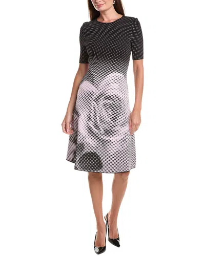 Teri Jon By Rickie Freeman Double Knit Dotte Midi Dress In Black