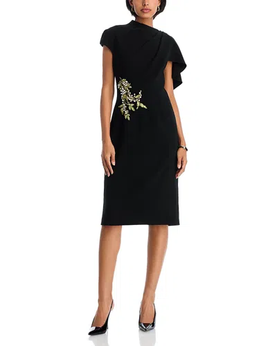 Teri Jon By Rickie Freeman Embellished Cape Dress In Black