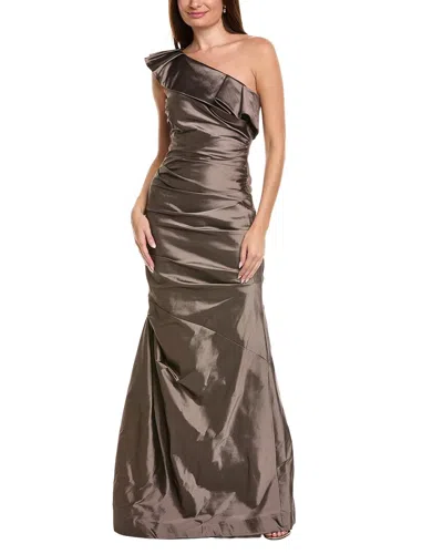 Teri Jon By Rickie Freeman Embellished Maxi Dress In Brown