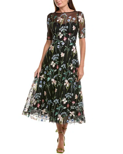 Teri Jon By Rickie Freeman Embroidered Tulle Dance Dress In Black