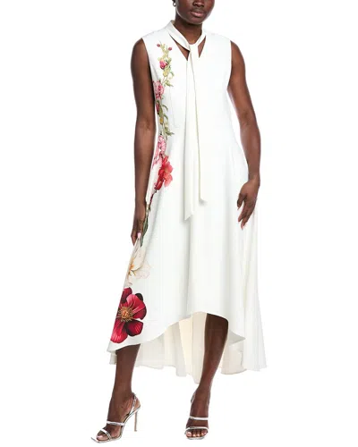Teri Jon By Rickie Freeman Floral Crepe Gown In White