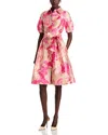 Teri Jon By Rickie Freeman Floral Embossed Dress In Pink/nude