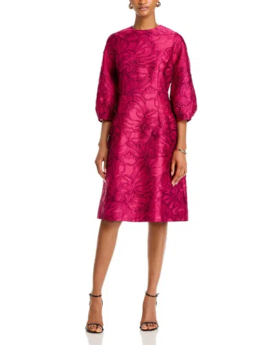 Teri Jon By Rickie Freeman Floral Jacquard Dress In Ruby