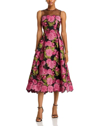 Teri Jon By Rickie Freeman Jacquard A-line Dress In Pink