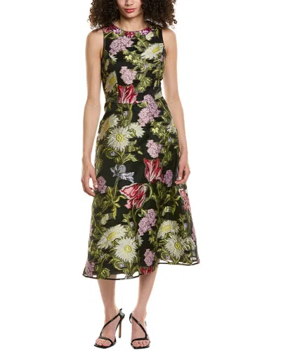 Teri Jon By Rickie Freeman Floral Jacquard Midi Dress
