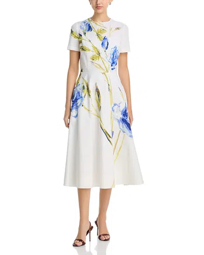 Teri Jon By Rickie Freeman Floral Print Midi Dress In Multi