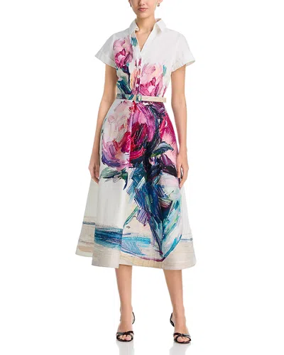 Teri Jon By Rickie Freeman Floral Print Shirt Dress In Multi