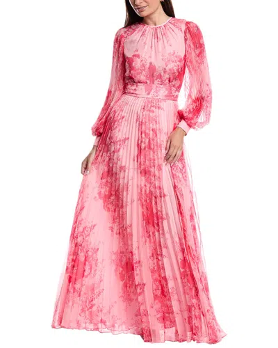 Teri Jon By Rickie Freeman Floral Printed Gown In Pink