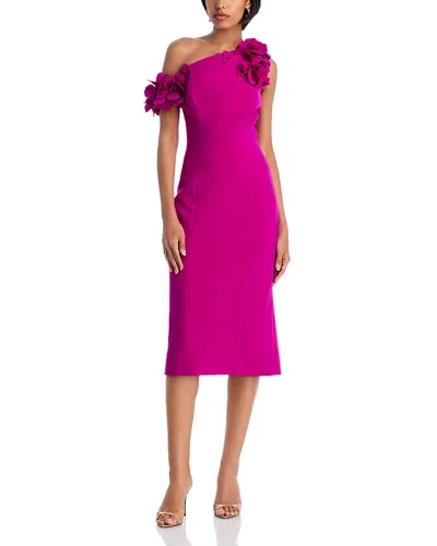 Teri Jon By Rickie Freeman Flower Trim Sheath Dress In Pink