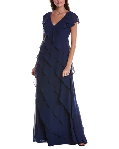 Teri Jon By Rickie Freeman Georgette Gown In Blue