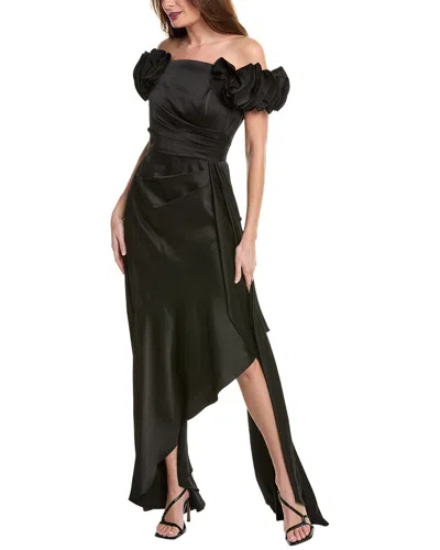Teri Jon By Rickie Freeman Hammered Cocktail Dress In Black