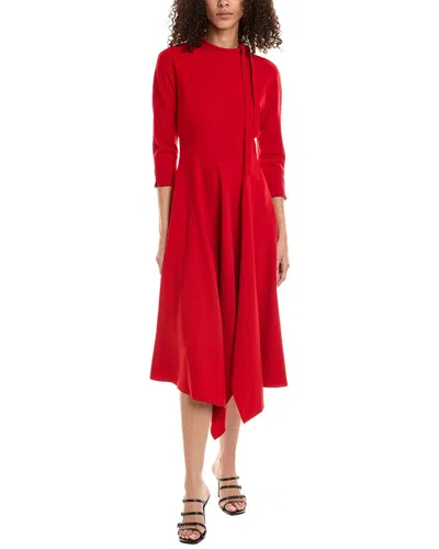 Teri Jon By Rickie Freeman Handkerchief Midi Dress In Red