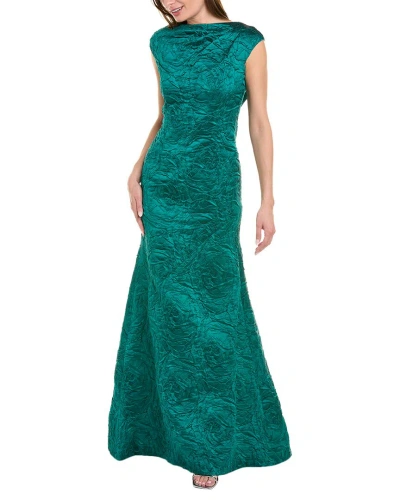 Teri Jon By Rickie Freeman Jacquard Gown In Green