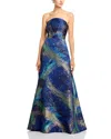 Teri Jon By Rickie Freeman Jacquard Gown In Multi