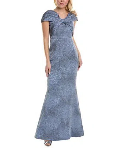Pre-owned Teri Jon By Rickie Freeman Jacquard Gown Women's Blue 2