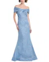 Teri Jon By Rickie Freeman Jacquard Mermaid Gown In Blue