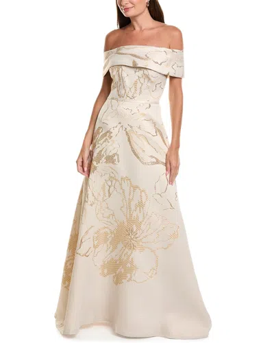 Teri Jon By Rickie Freeman Jacquard Metallic Gown In Multi