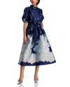 Teri Jon By Rickie Freeman Jacquard Midi Dress In Black