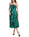Teri Jon By Rickie Freeman Jacquard Midi Dress In Green