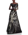 Teri Jon By Rickie Freeman Jacquard Paint Strok Dress In Black Multi