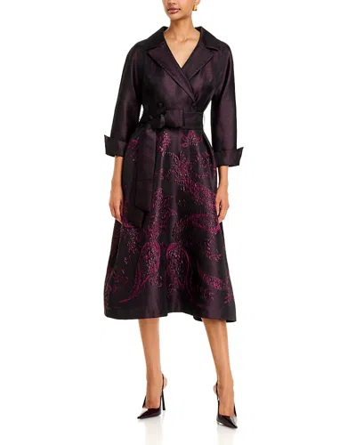 Teri Jon By Rickie Freeman Jacquard Paisley Double Breasted Dress In Purple