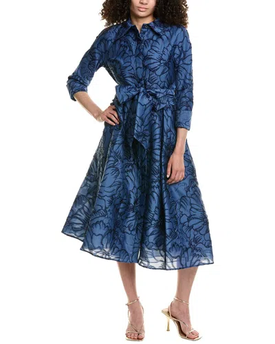 Teri Jon By Rickie Freeman Jacquard Shirtdress In Blue