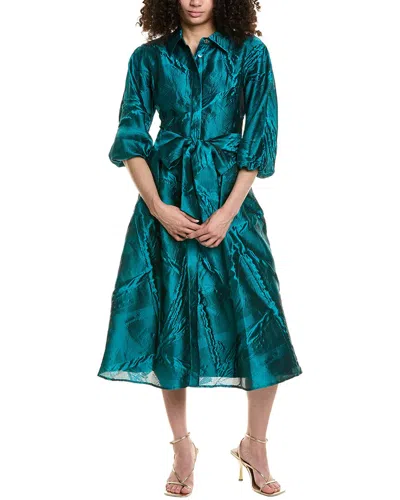 Teri Jon By Rickie Freeman Jacquard Shirtdress In Blue