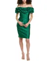 Teri Jon By Rickie Freeman Jacquard Silk-blend Sheath Dress