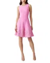 Teri Jon By Rickie Freeman Knit Fit-and-flare Lace Trim Dress In Pink