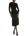 Teri Jon By Rickie Freeman Knitted Wool-blend Dress In Black