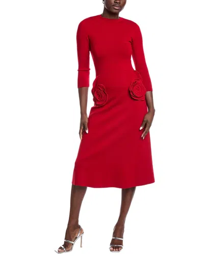 Teri Jon By Rickie Freeman Knitted Wool-blend Gown In Red