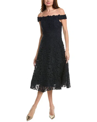 Teri Jon By Rickie Freeman Lace A-line Dress In Blue