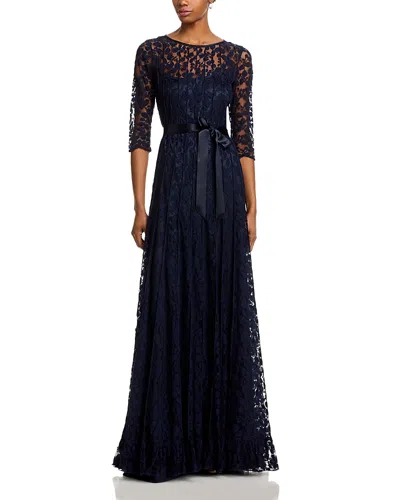 Teri Jon Women's Lace Pintuck Gown In Blue