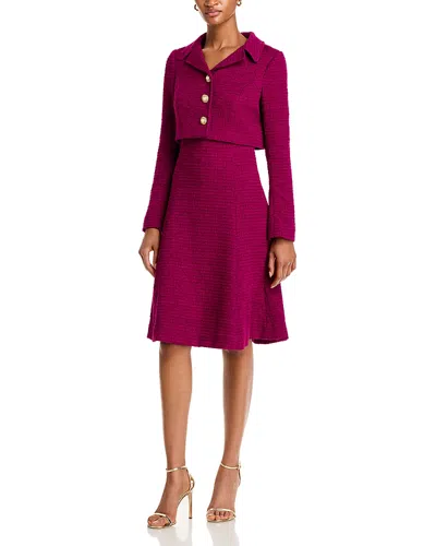 Teri Jon By Rickie Freeman Layered Look Fit & Flare Dress In Rasberry
