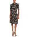 Teri Jon By Rickie Freeman Metallic Jacquard Dress In Black Multi