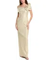 Teri Jon By Rickie Freeman Metallic Jacquard Gown In Metallic