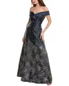 Teri Jon By Rickie Freeman Floral Jacquard Gown In Black