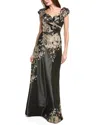 Shop Teri Jon By Rickie Freeman Metallic Jacquard Gown In Black