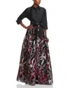 Teri Jon By Rickie Freeman Metallic Jacquard Gown In Black Multi
