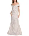 Teri Jon By Rickie Freeman Women's Off-the-shoulder Metallic Gown In Rose Gold