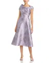 Teri Jon By Rickie Freeman Metallic Jacquard Off Shoulder Midi Dress In Multi