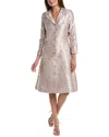 Teri Jon By Rickie Freeman Metallic Jacquard Shirtdress In Multi