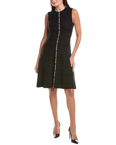 Teri Jon By Rickie Freeman Metallic Knit Pearl Applique Wool-blend Midi Dress In Multi