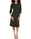 Teri Jon By Rickie Freeman Metallic Plaid Tweed Wool-blend Dress