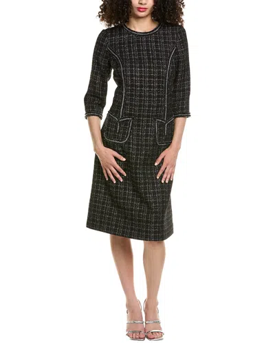 Teri Jon By Rickie Freeman Metallic Plaid Tweed Wool-blend Dress